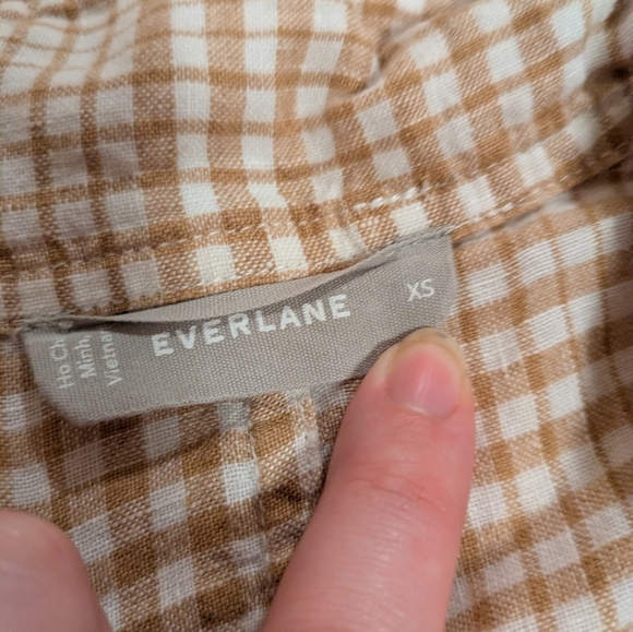 Everlane - Yellow/Golden Striped 100% Linen Button Down Dress Shirt - Size XS - Picture 5 of 7